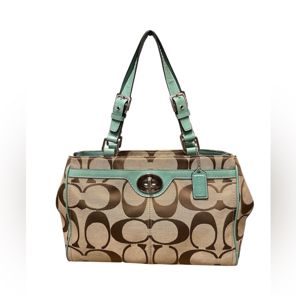 Coach Vintage Signature Hampton Canvas Jacquard Satchel Shoulder Bag